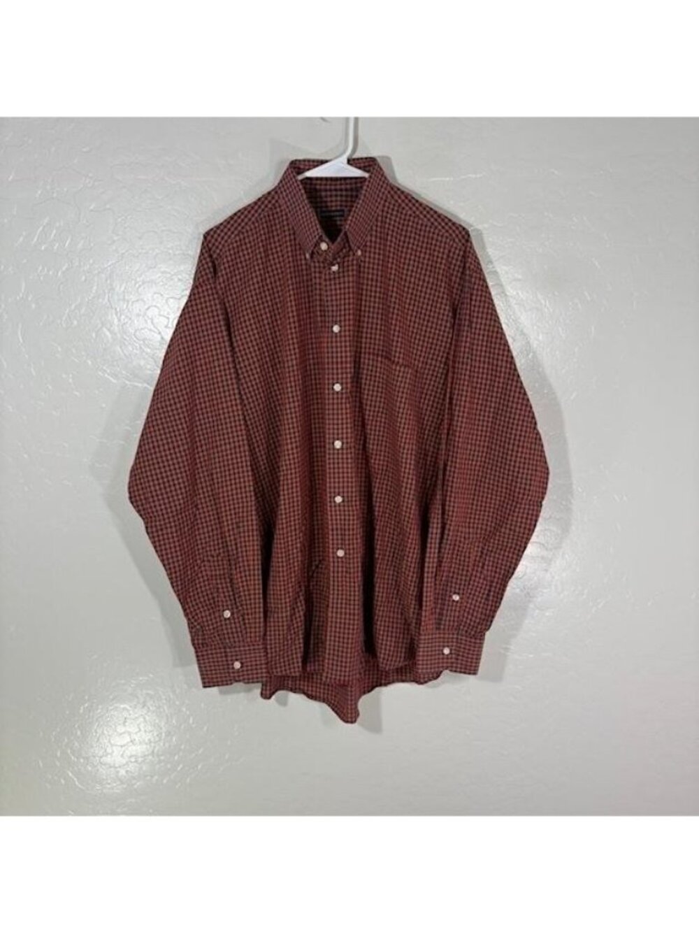 Gitman Bros. Shirt Mens Large Red Check Long Sleeve Button Up Cotton Casual Fall